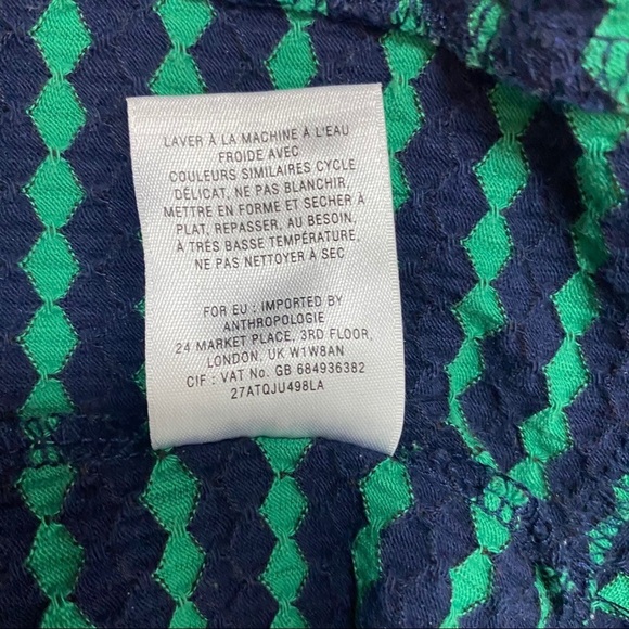 Postmark navy and green peplum top~M - Picture 6 of 8